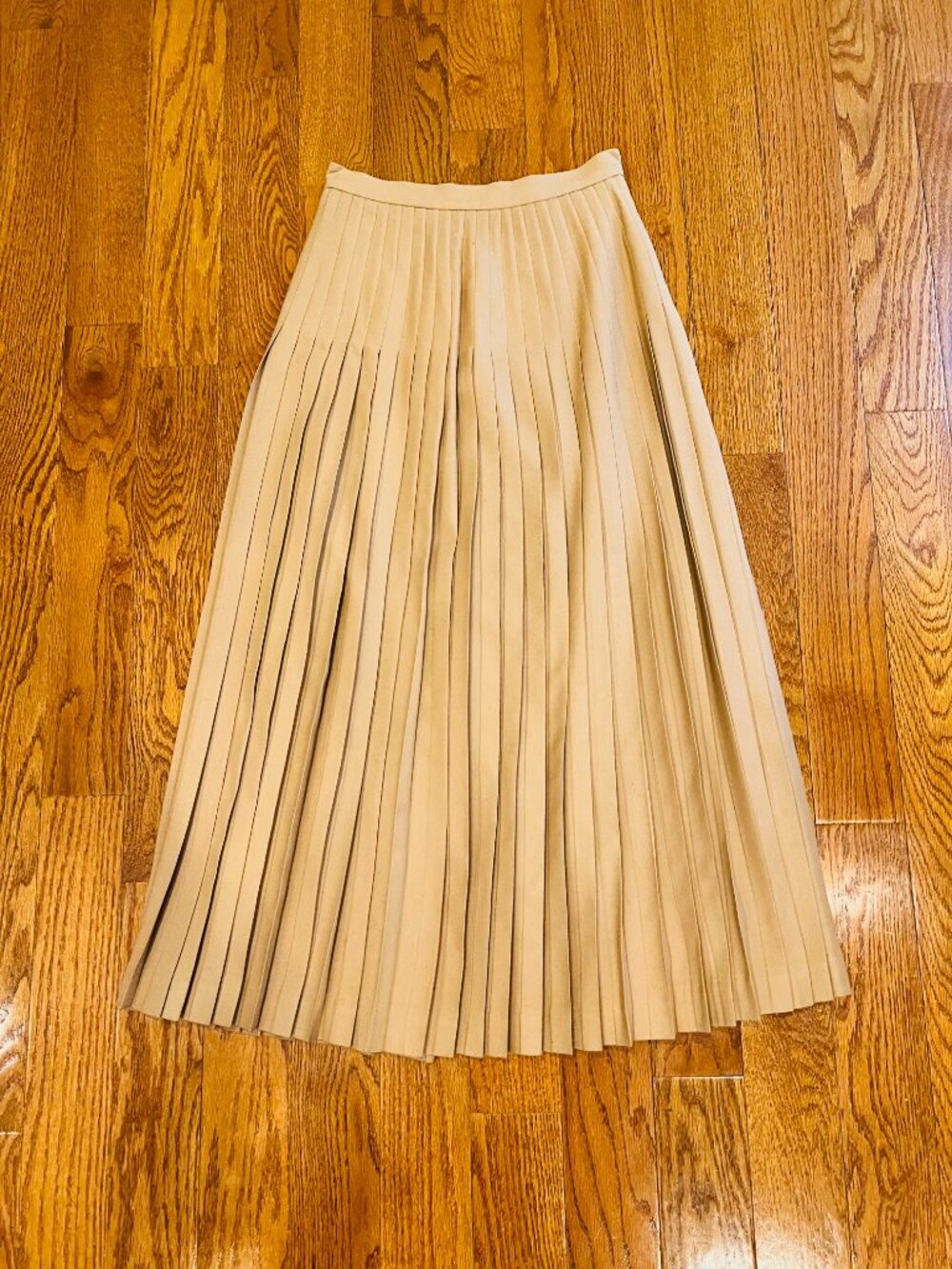 VTG Linda Allard Ellen Tracy 100% Wool Pleated Maxi Skirt Tan Beige 4 90s Luxury - Picture 14 of 14